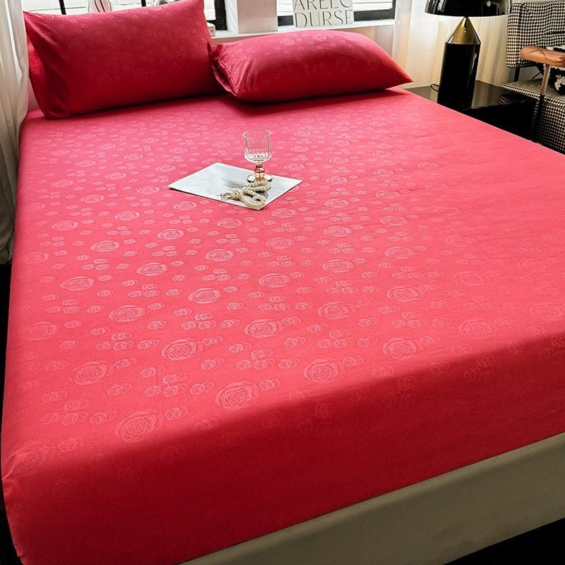 Rose Pattern Soft Brushed Cotton Fitted Mattress Cover Bed Sheet Set