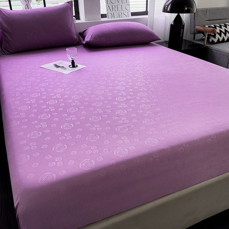 Rose Pattern Soft Brushed Cotton Fitted Mattress Cover Bed Sheet Set