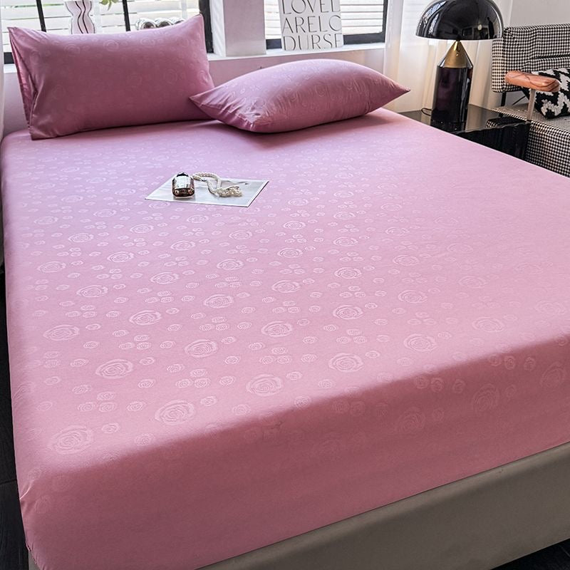 Rose Pattern Soft Brushed Cotton Fitted Mattress Cover Bed Sheet Set