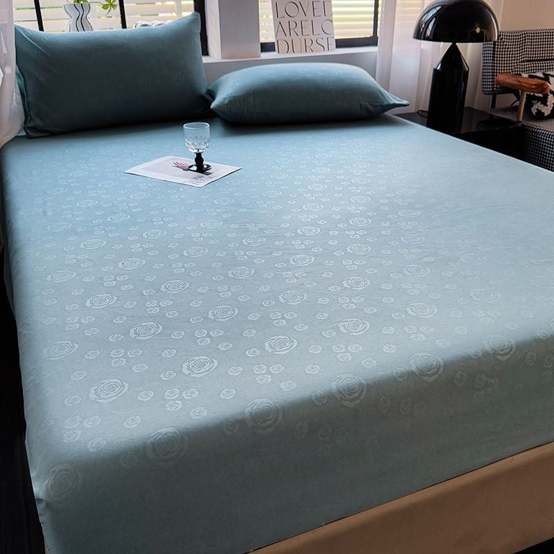 Rose Pattern Soft Brushed Cotton Fitted Mattress Cover Bed Sheet Set