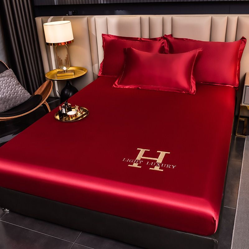 Light Luxury Silky Satin Fitted Sheet Bed Cover