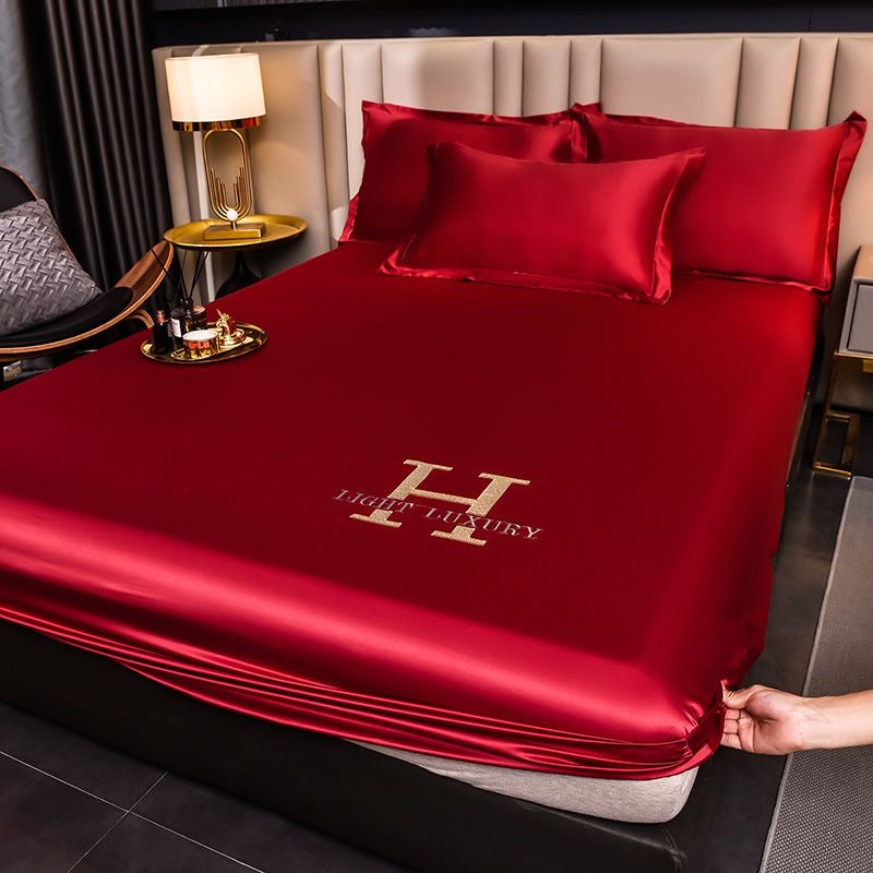 Light Luxury Silky Satin Fitted Sheet Bed Cover