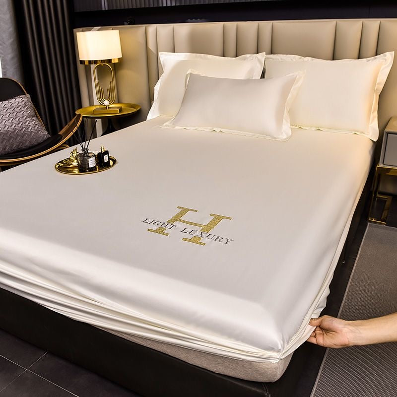 Light Luxury Silky Satin Fitted Sheet Bed Cover