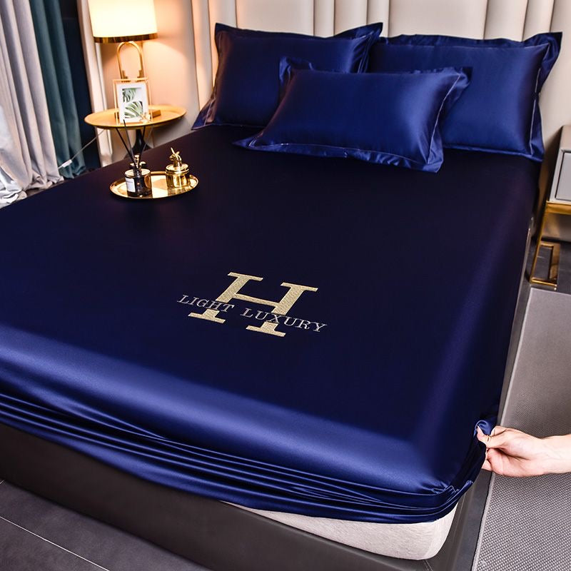 Light Luxury Silky Satin Fitted Sheet Bed Cover