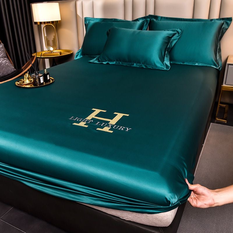 Light Luxury Silky Satin Fitted Sheet Bed Cover