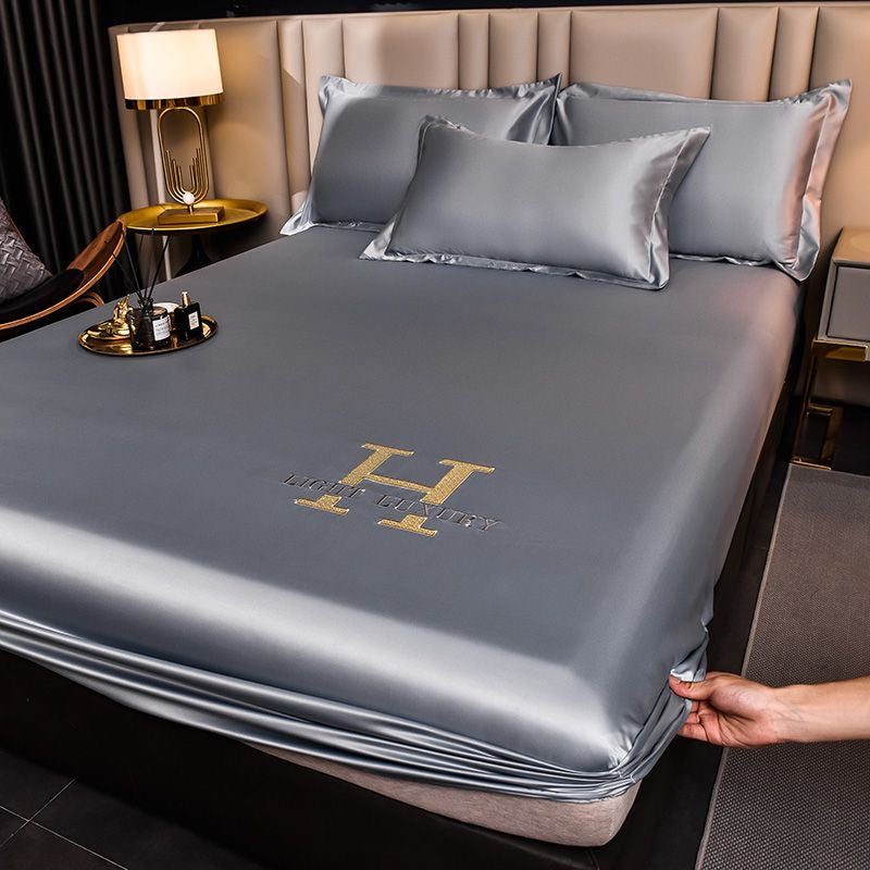 Light Luxury Silky Satin Fitted Sheet Bed Cover