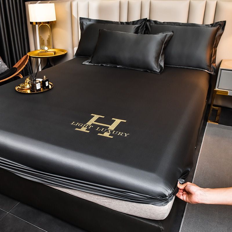 Light Luxury Silky Satin Fitted Sheet Bed Cover