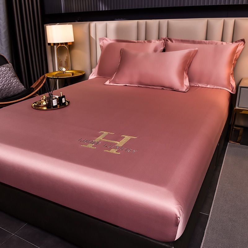 Light Luxury Silky Satin Fitted Sheet Bed Cover