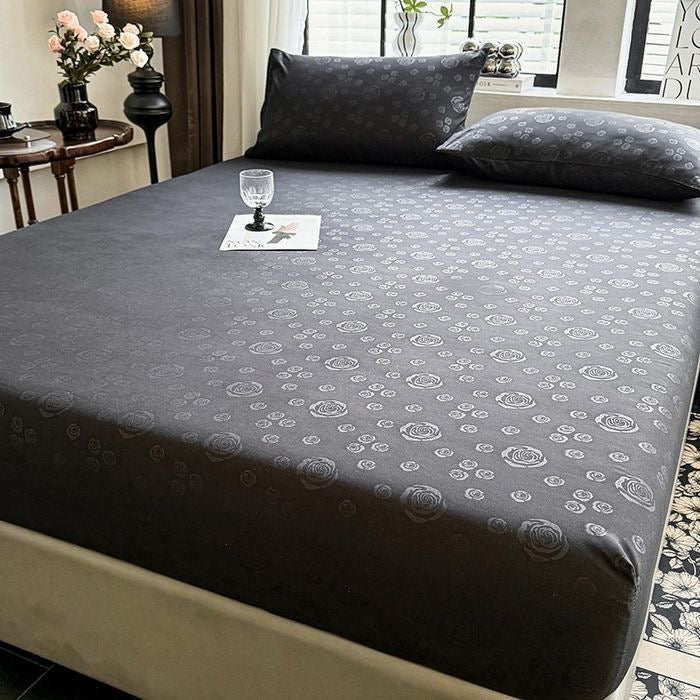 Rose Pattern Soft Brushed Cotton Fitted Mattress Cover Bed Sheet Set