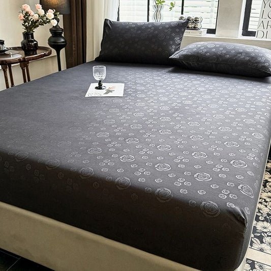 Rose Pattern Soft Brushed Cotton Fitted Mattress Cover Bed Sheet Set