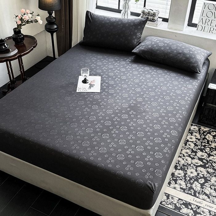Rose Pattern Soft Brushed Cotton Fitted Mattress Cover Bed Sheet Set
