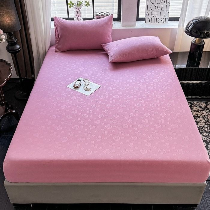 Rose Pattern Soft Brushed Cotton Fitted Mattress Cover Bed Sheet Set