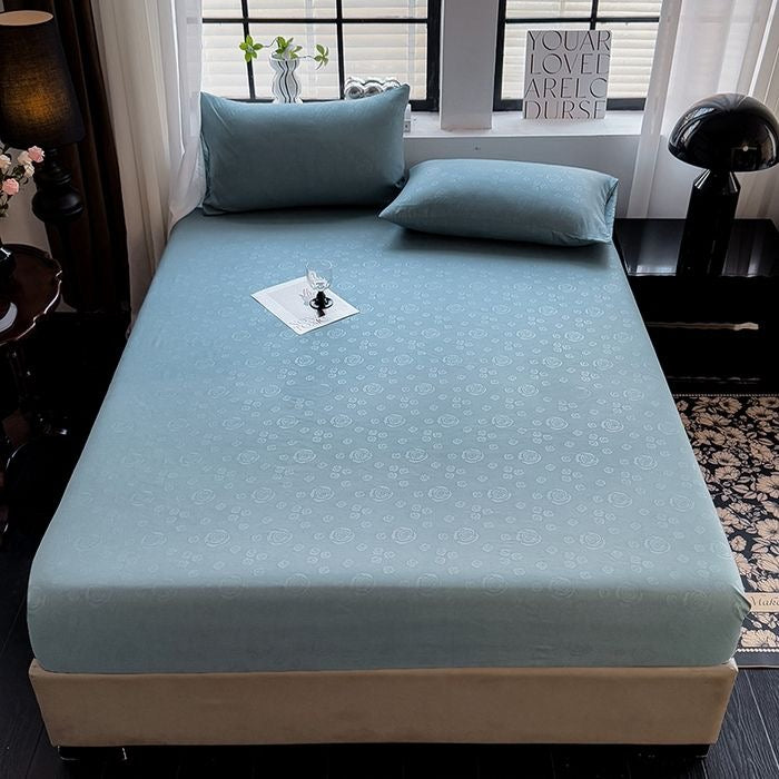 Rose Pattern Soft Brushed Cotton Fitted Mattress Cover Bed Sheet Set