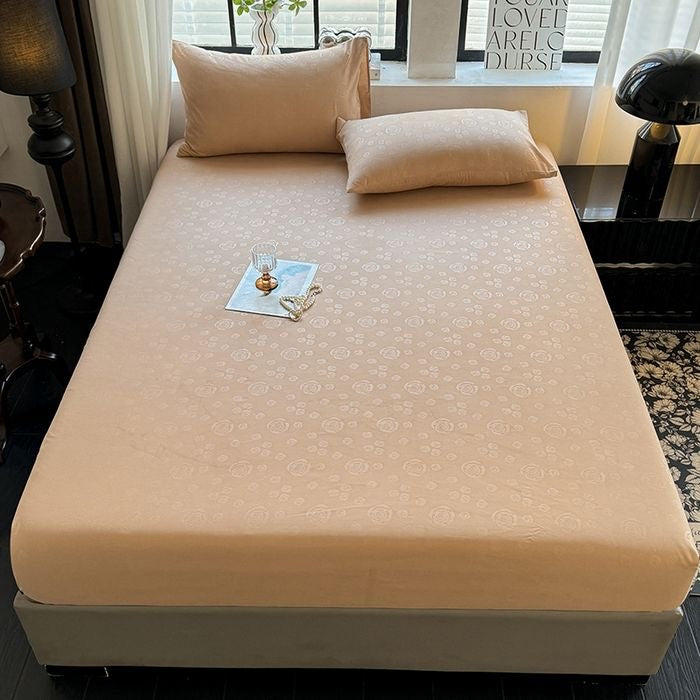 Rose Pattern Soft Brushed Cotton Fitted Mattress Cover Bed Sheet Set