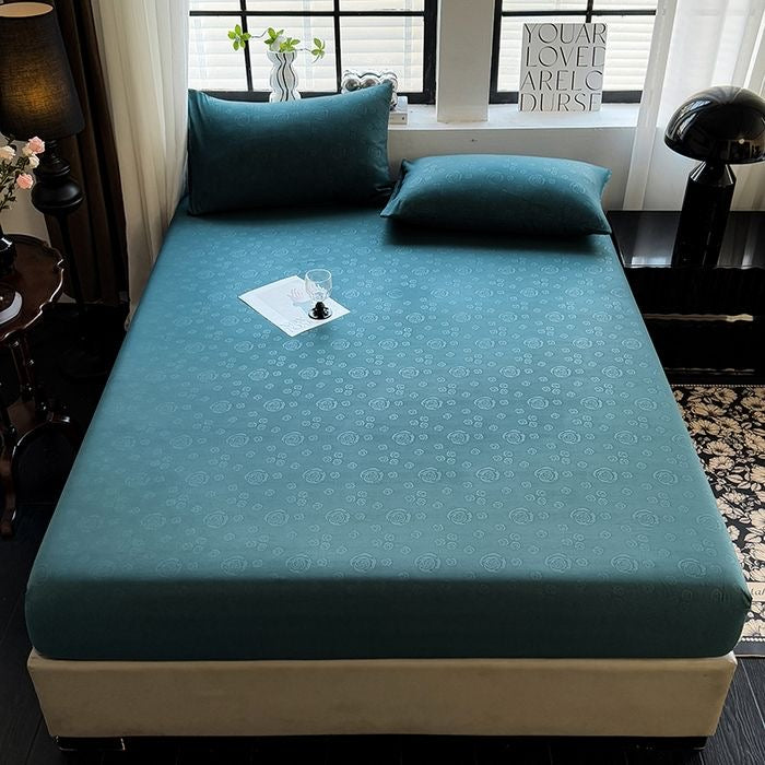 Rose Pattern Soft Brushed Cotton Fitted Mattress Cover Bed Sheet Set
