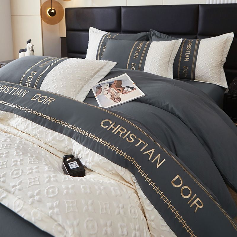 Modern Luxe Embroidered Duvet Cover Bedding Set