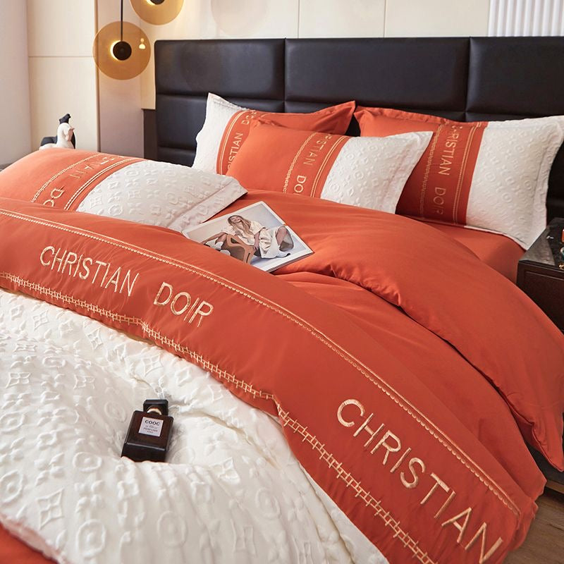 Modern Luxe Embroidered Duvet Cover Bedding Set