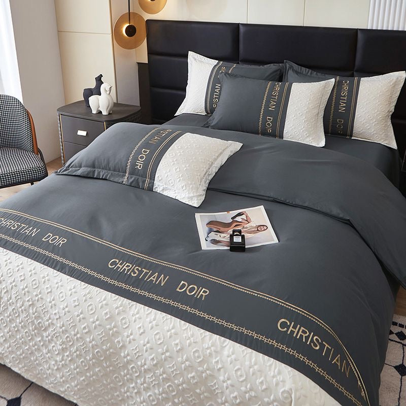 Modern Luxe Embroidered Duvet Cover Bedding Set