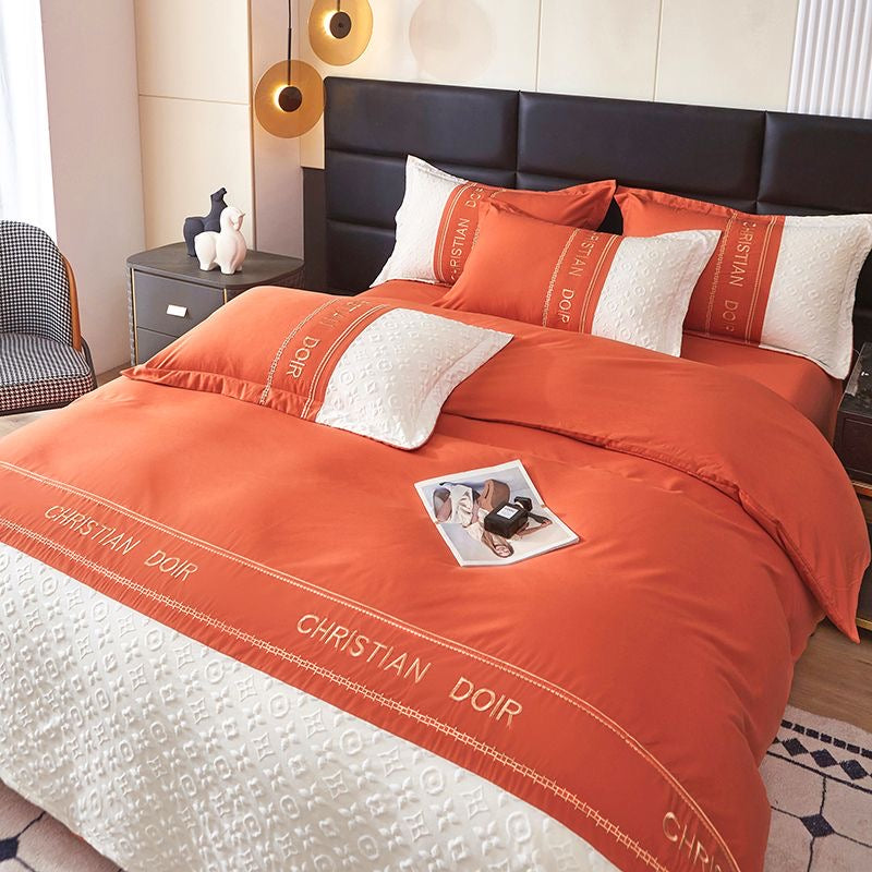 Modern Luxe Embroidered Duvet Cover Bedding Set