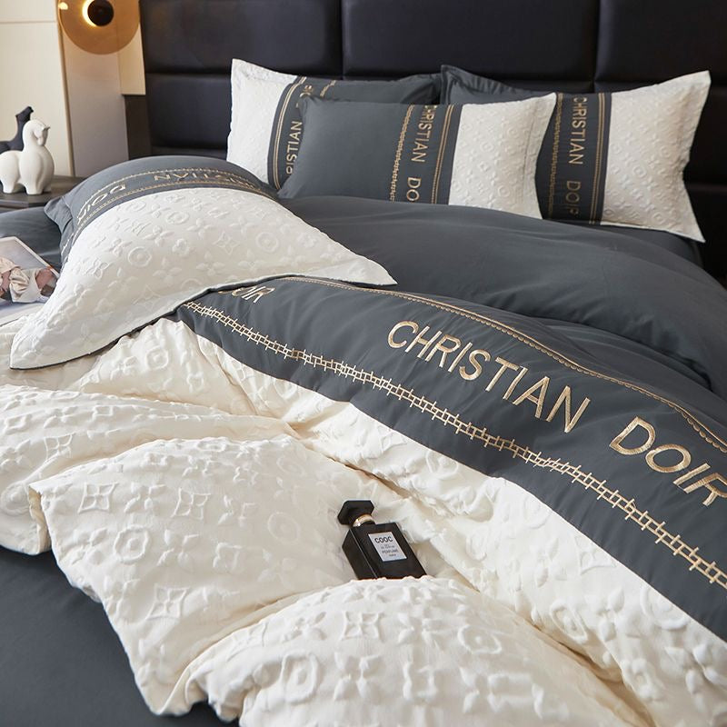 Modern Luxe Embroidered Duvet Cover Bedding Set