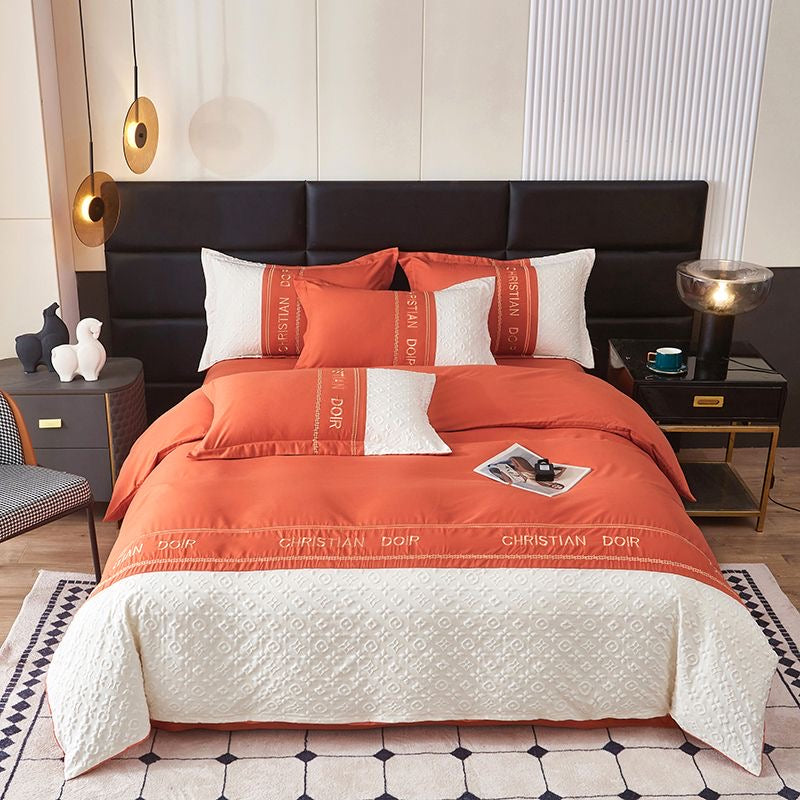 Modern Luxe Embroidered Duvet Cover Bedding Set