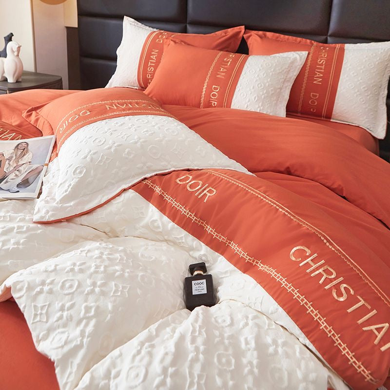 Modern Luxe Embroidered Duvet Cover Bedding Set