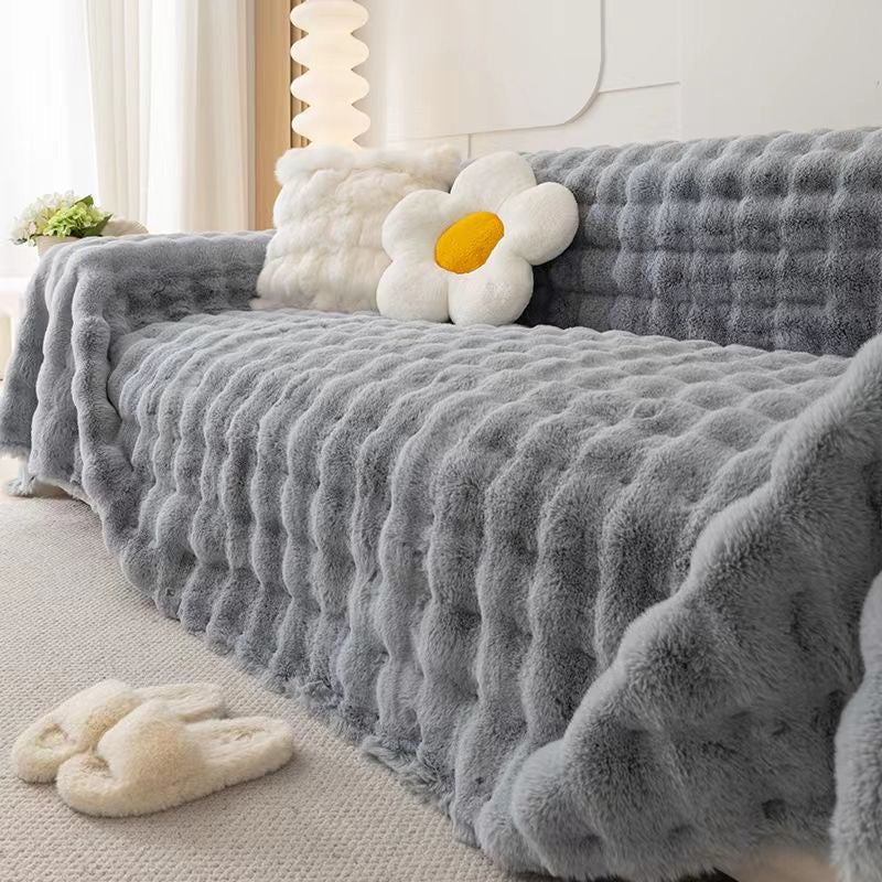 Ultra Soft Faux Rabbit Fur Thick Plush Couch Blanket Sofa Cover