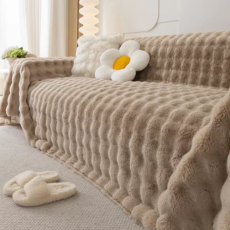 Ultra Soft Faux Rabbit Fur Thick Plush Couch Blanket Sofa Cover