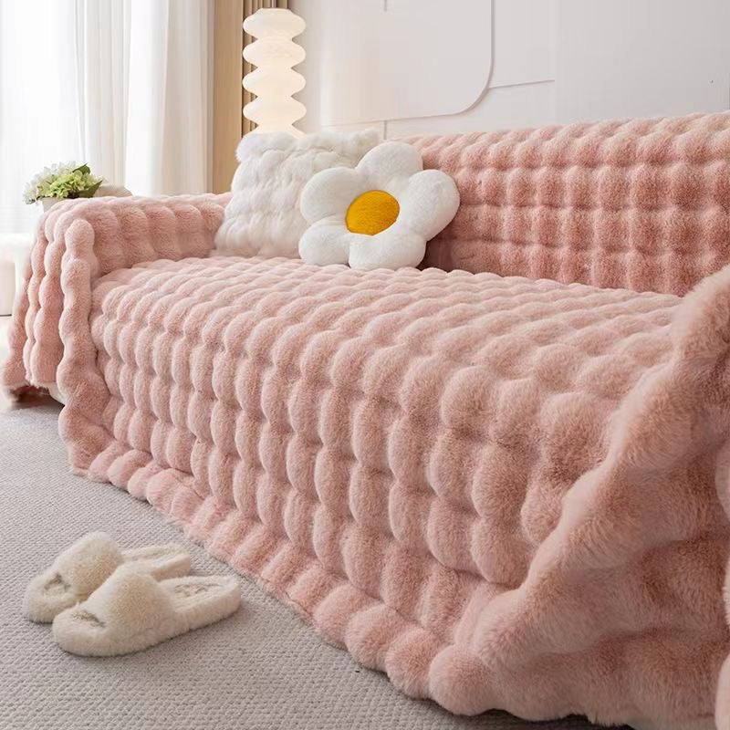 Ultra Soft Faux Rabbit Fur Thick Plush Couch Blanket Sofa Cover