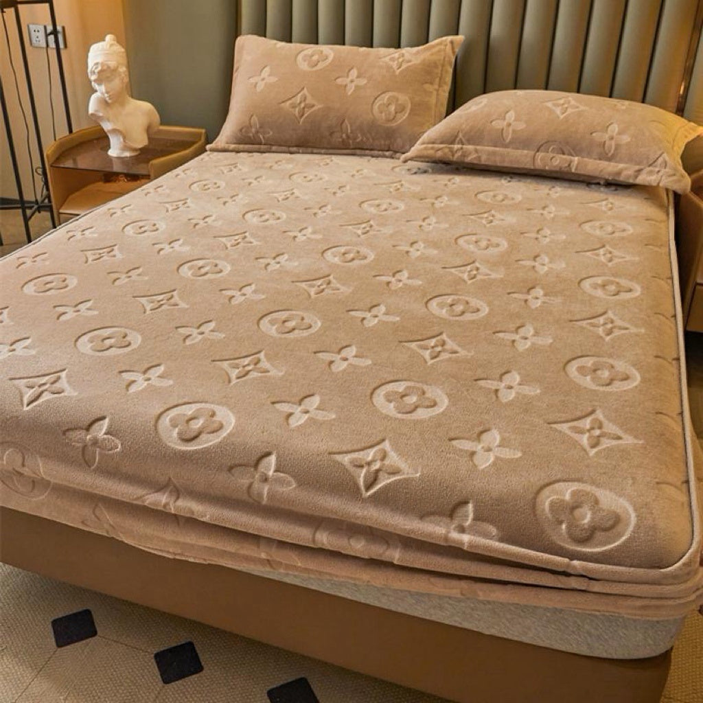 Luxury Soft Fleece Velvet Fitted Bed Sheet Cover Set