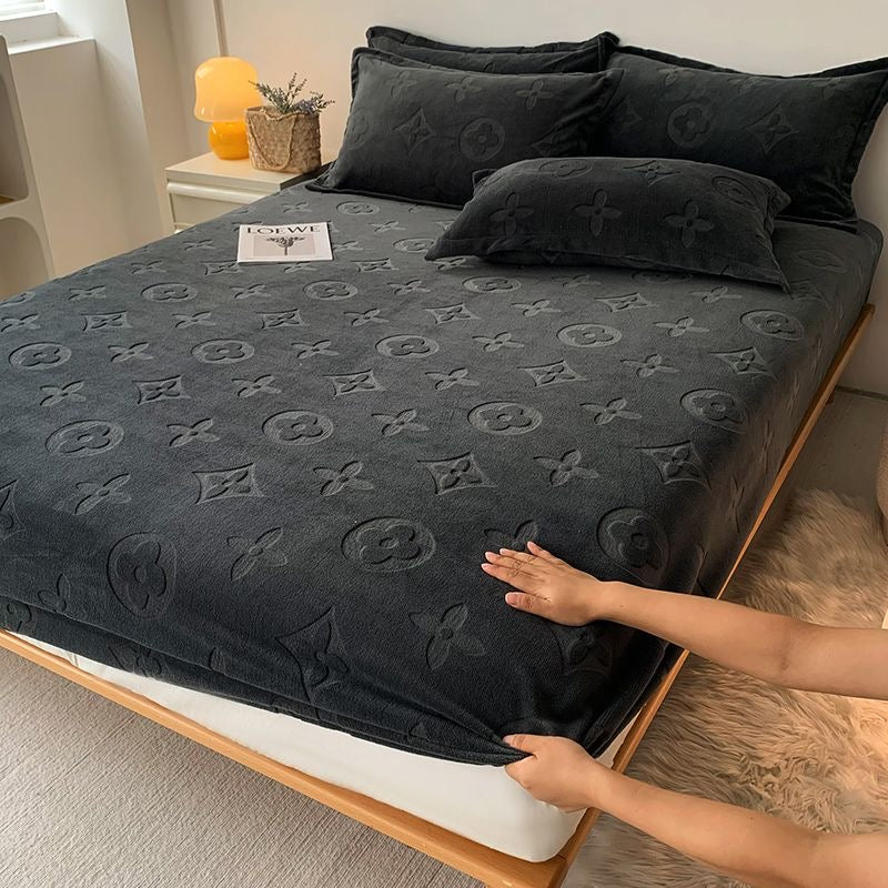 Luxury Soft Fleece Velvet Fitted Bed Sheet Cover Set
