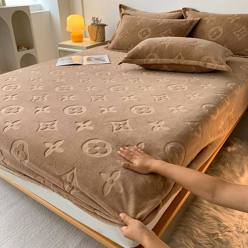 Luxury Soft Fleece Velvet Fitted Bed Sheet Cover Set