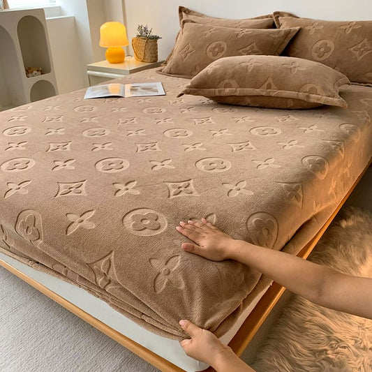 Luxury Soft Fleece Velvet Fitted Bed Sheet Cover Set