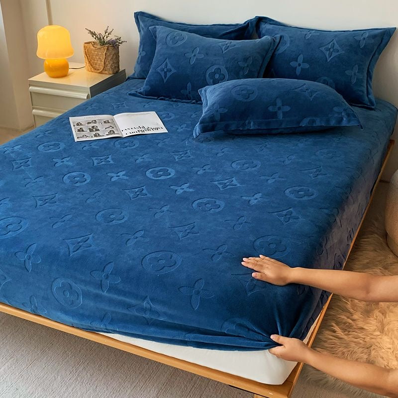 Luxury Soft Fleece Velvet Fitted Bed Sheet Cover Set