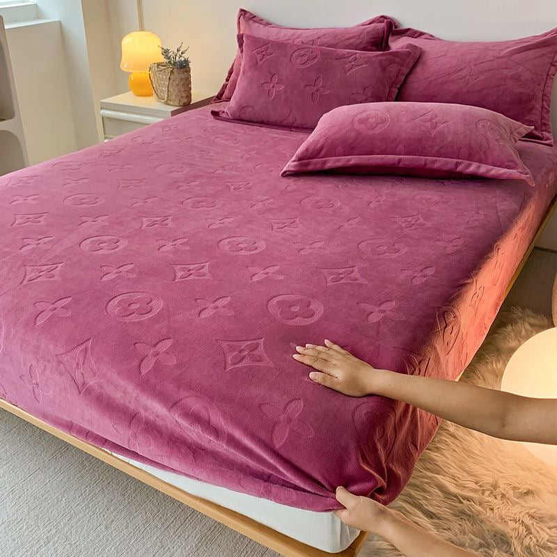 Luxury Soft Fleece Velvet Fitted Bed Sheet Cover Set