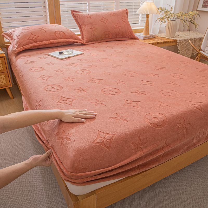 Cozy Plush Fleece Fitted Sheet Bed Set