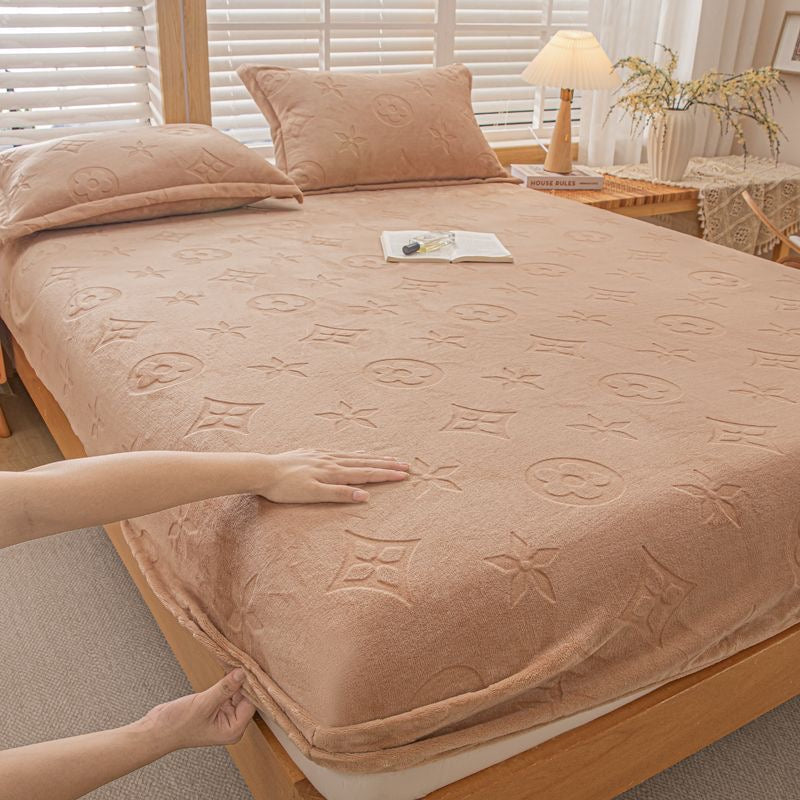 Cozy Plush Fleece Fitted Sheet Bed Set