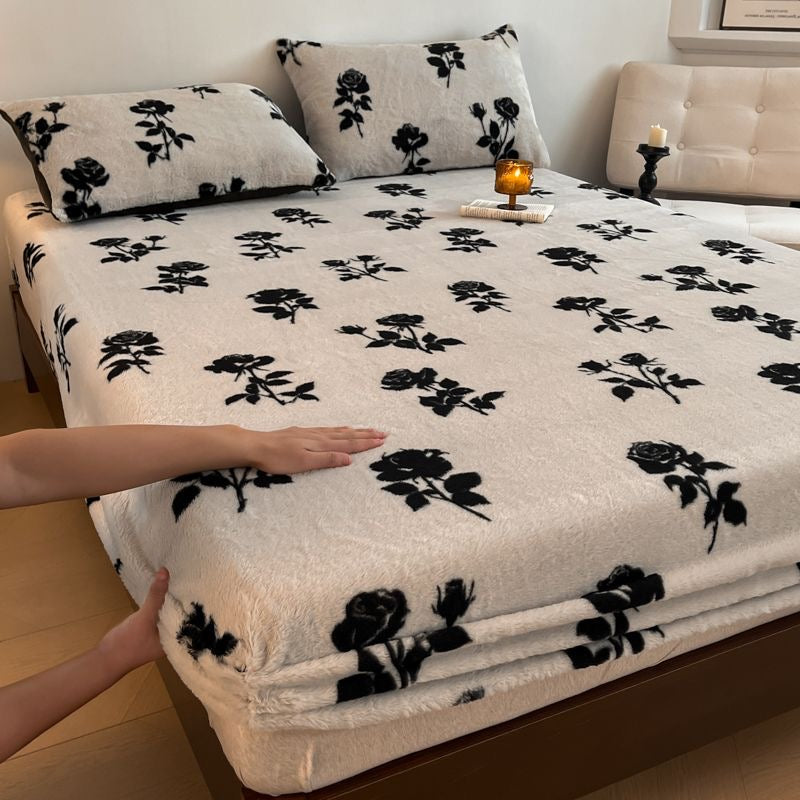 3 Pieces Warm Luxury Faux Fur Thick Plush Fluffy Fitted Bed Sheet Set