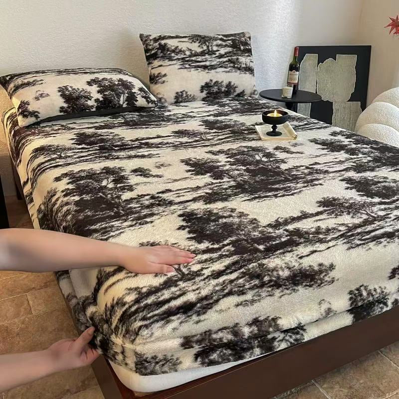 3 Pieces Warm Luxury Faux Fur Thick Plush Fluffy Fitted Bed Sheet Set