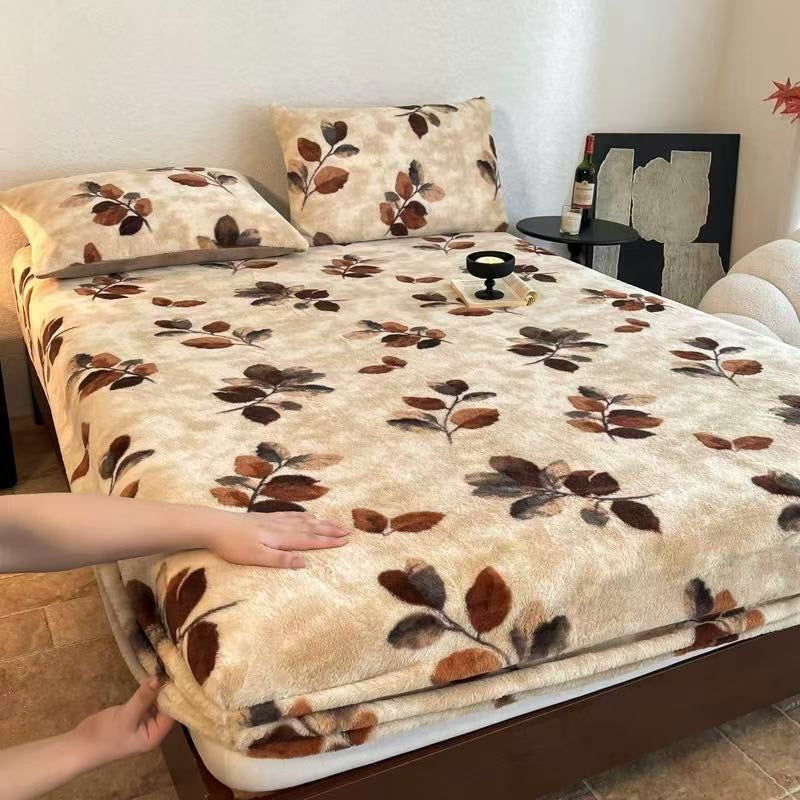 3 Pieces Warm Luxury Faux Fur Thick Plush Fluffy Fitted Bed Sheet Set