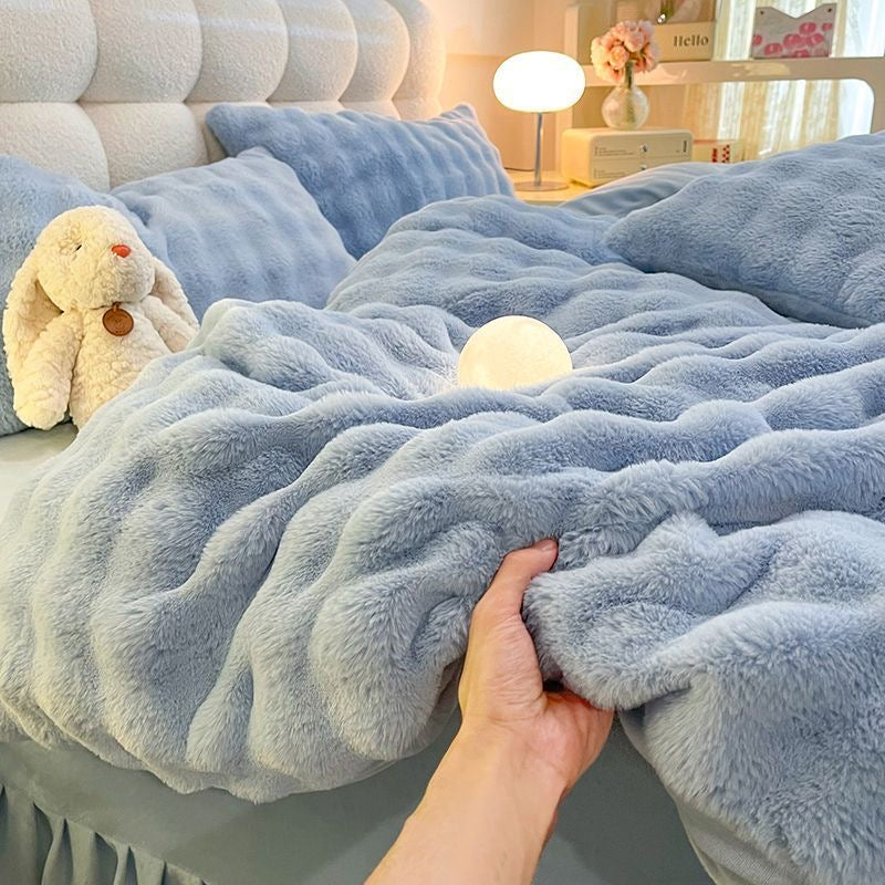Cozy Luxury Ultra Soft Faux Fur Comforter Bedding Set