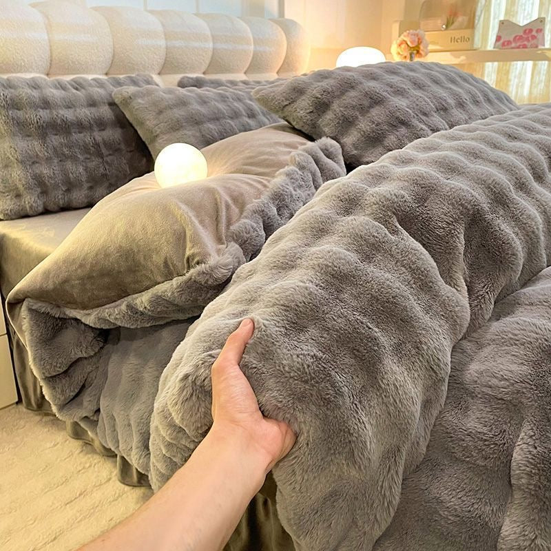 Cozy Luxury Ultra Soft Faux Fur Comforter Bedding Set