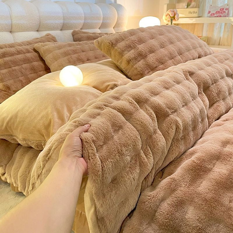 Cozy Luxury Ultra Soft Faux Fur Comforter Bedding Set