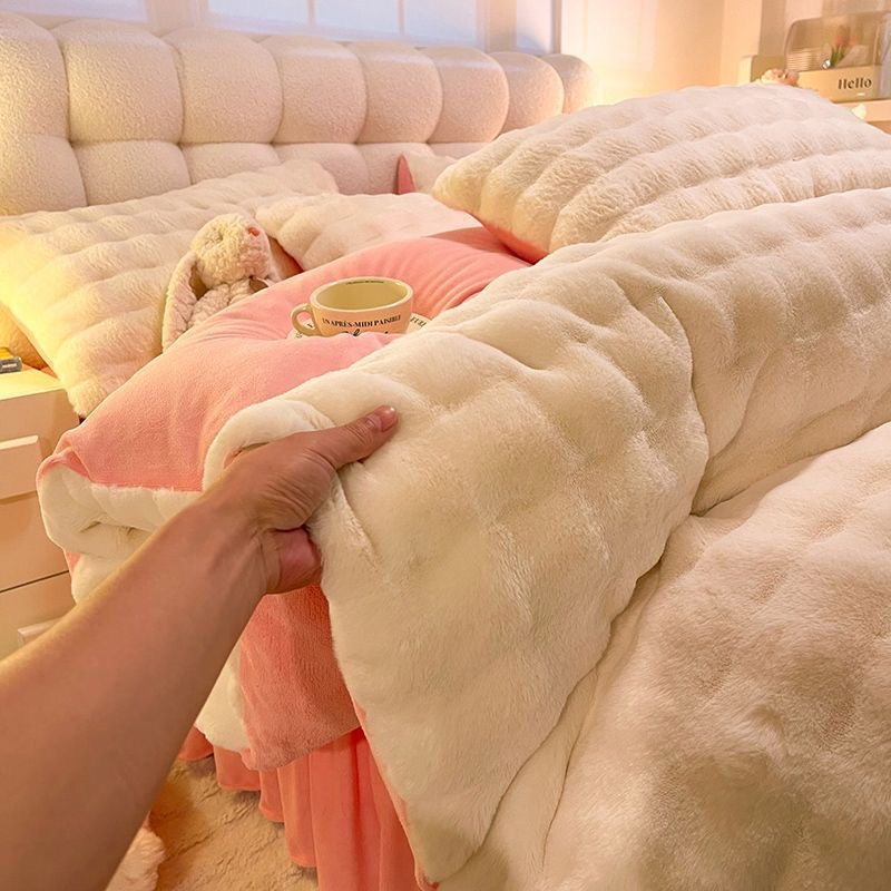 Cozy Luxury Ultra Soft Faux Fur Comforter Bedding Set