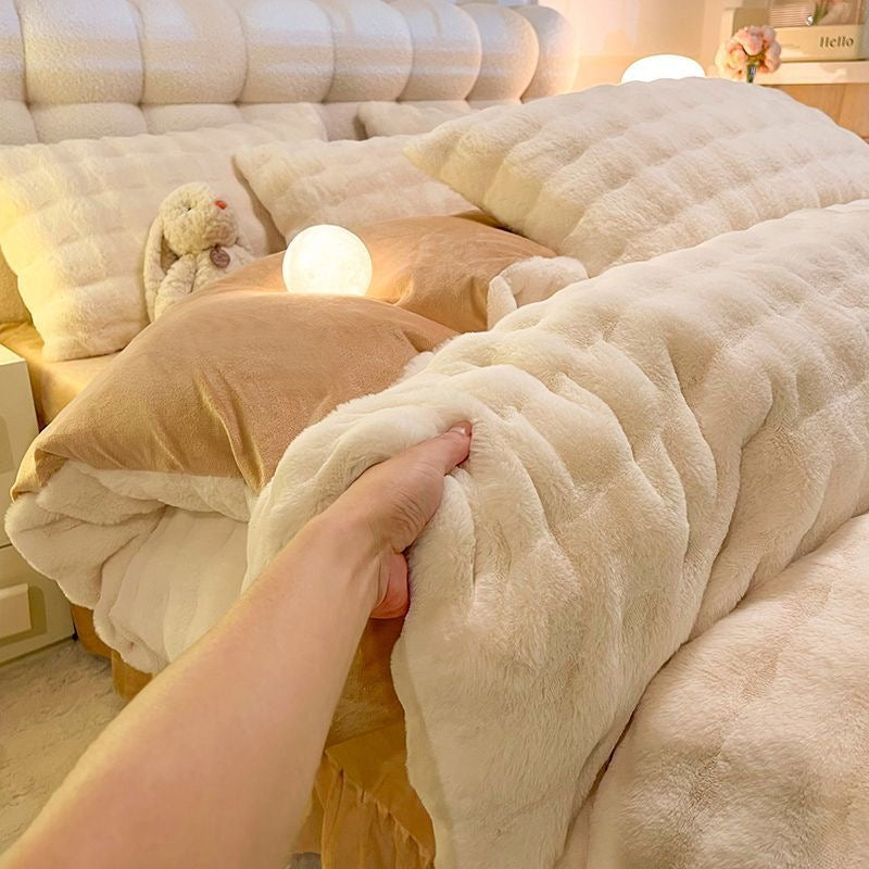 Cozy Luxury Ultra Soft Faux Fur Comforter Bedding Set