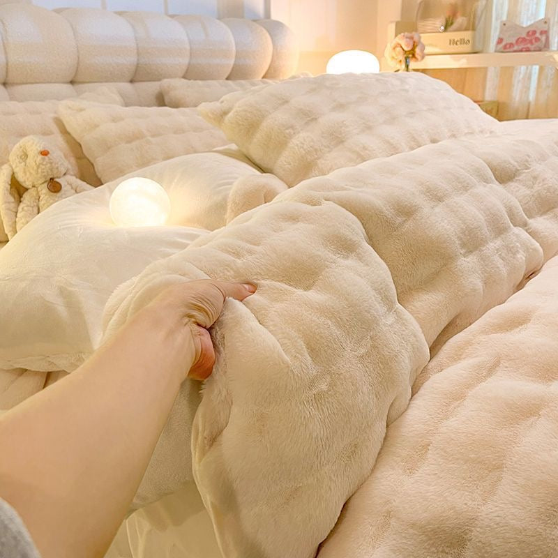 Cozy Luxury Ultra Soft Faux Fur Comforter Bedding Set