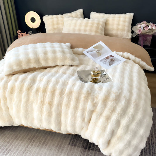 Cozy Luxury Ultra Soft Faux Fur Comforter Bedding Set