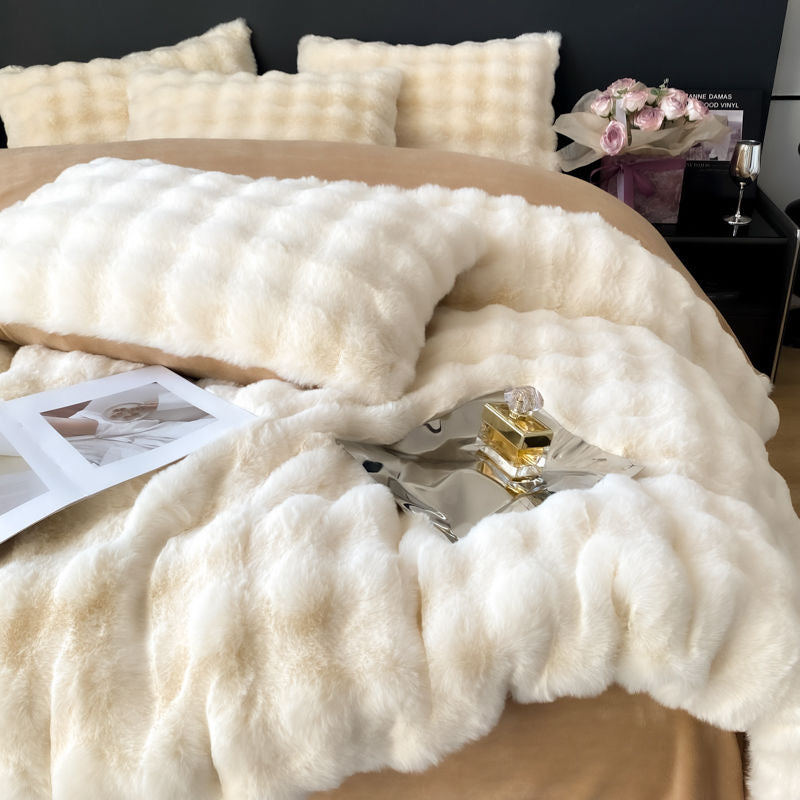 Cozy Luxury Ultra Soft Faux Fur Comforter Bedding Set