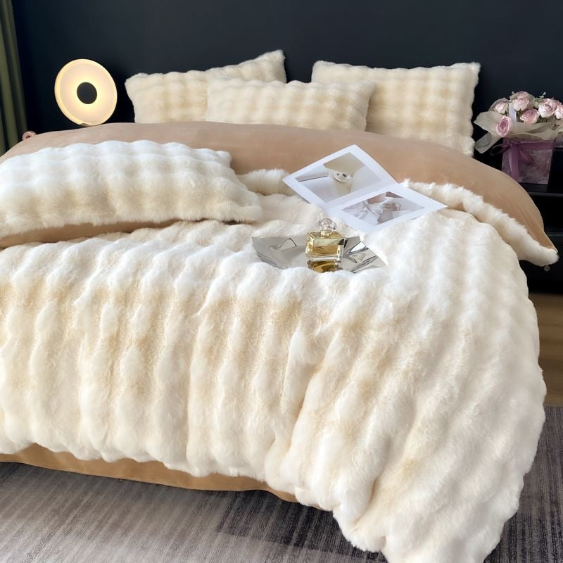Cozy Luxury Ultra Soft Faux Fur Comforter Bedding Set