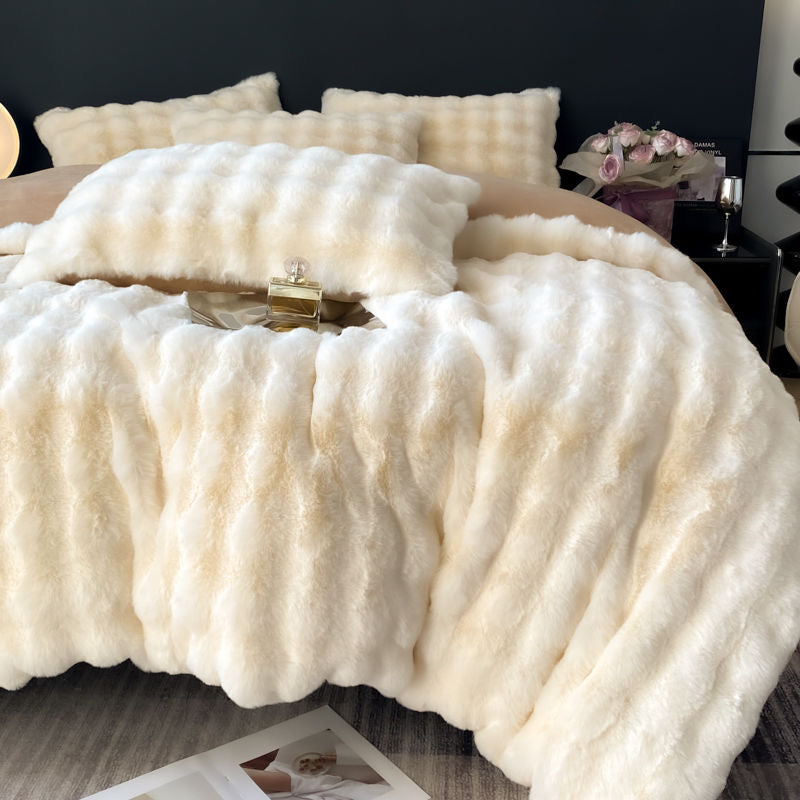Cozy Luxury Ultra Soft Faux Fur Comforter Bedding Set